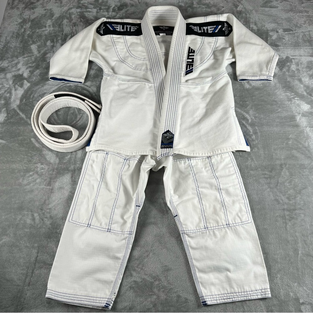 Elite Sports Brazilian Jiu-Jitsu Gi White Size C0 Jacket Pant Set Belt Halloween